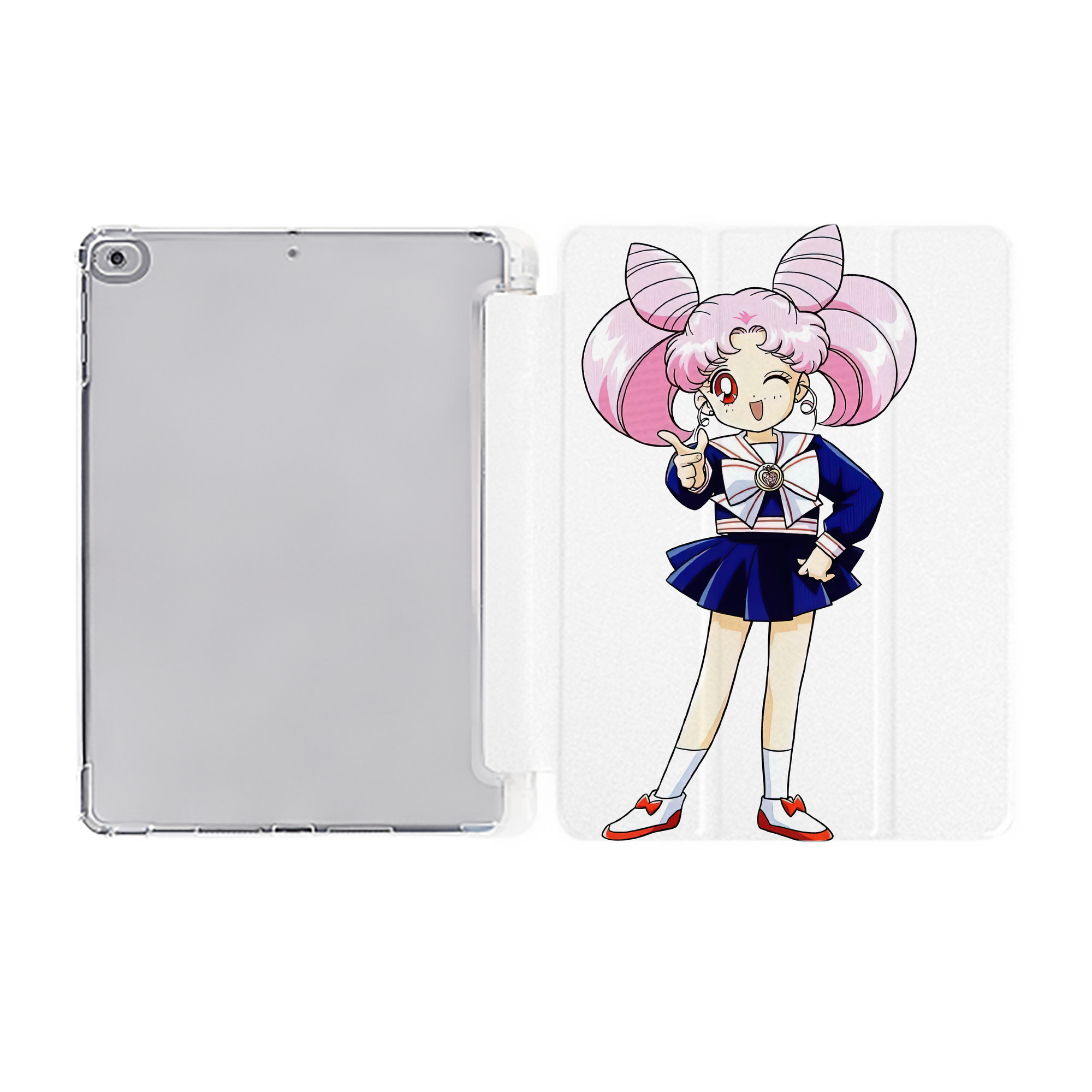 （画像用） 美少女戦士セーラームーン ちびうさ Sailor Moon Chibiusa Tsukino Usagi Small Lady Serenity IPad ケース ペン収納付き 三つ折りスタンド PUレザー×シリコン 対応機種9.5/10.5/10.9インチ